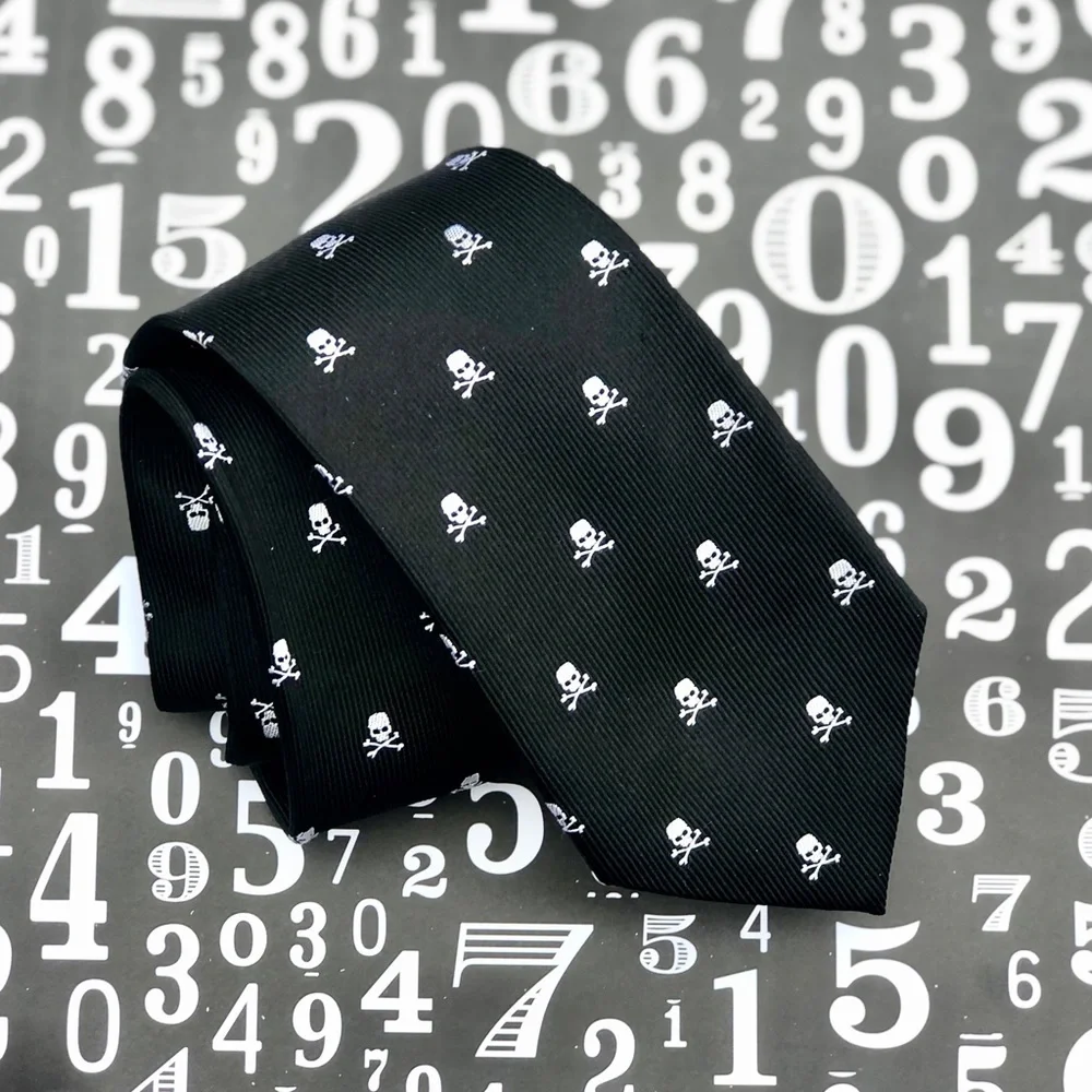 💀 Spooky Skull Tie 💀 Black & White 💯 Silk Hand Made, Kids Size, Boys or Girls